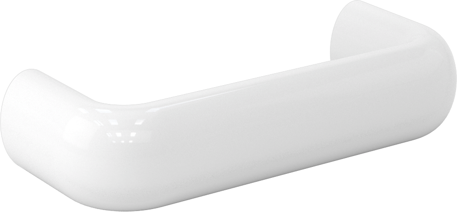 Dişli Delikli Montajlı Oval Çekme Kolu, Paslanmaz Çelik Ekli Beyaz Plastik, 117 mm Merkezden Merkeze Genişlik