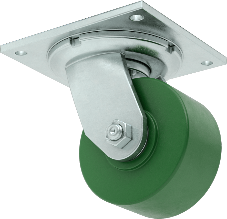 5-1/2" x 5" Plakalı Yüksek Kapasiteli Spartan Tekerlek, Sızdırmaz Rulmanlı Döner Tekerlek, 4" Çap 75D Durometre Poliüretan Tekerlek