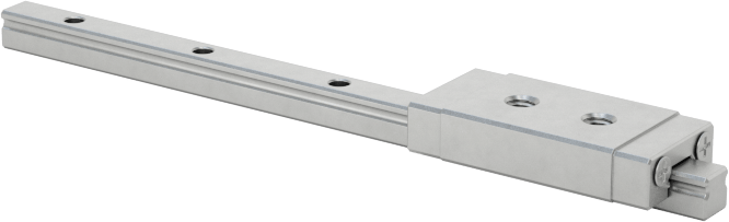 Minyatür Bilyalı Rulman Taşıyıcı ve Kılavuz Ray, 2 mm genişlik x 40 mm uzunlukta raylı — 6 mm, 12.4 mm, 440 Paslanmaz Çelik