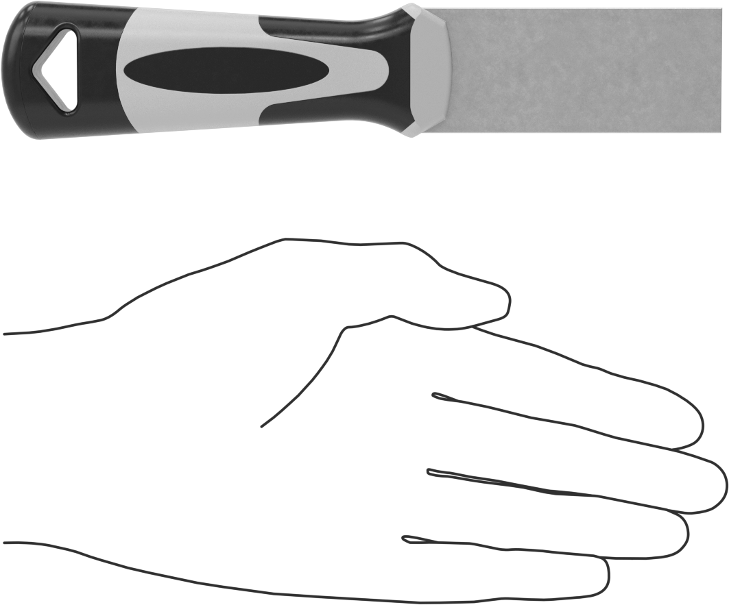 Kıvılcım Çıkarmayan Macun Bıçağı, Kauçuk Saplı, 1-1/4" Genişlik x 3.5" Uzunluk Bıçak