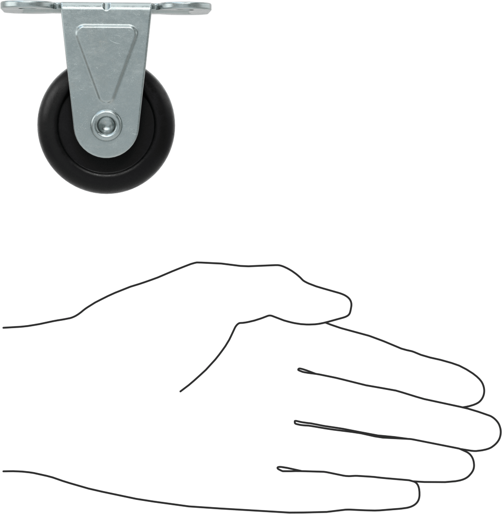 3" x 1-3/4" Plakalı Mighty-Lite Tekerlek, 2" Çapında 70A Durometre Kauçuk Tekerlekli Sert