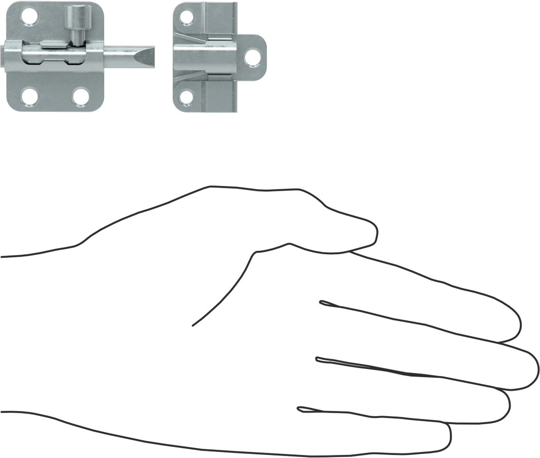 Kendinden Hizalamalı Kayar Cıvata Mandalı, Gümüş Çinko Kaplamalı Çelik, 1-1/2" Yükseklik x 1-5/16" Genişlik