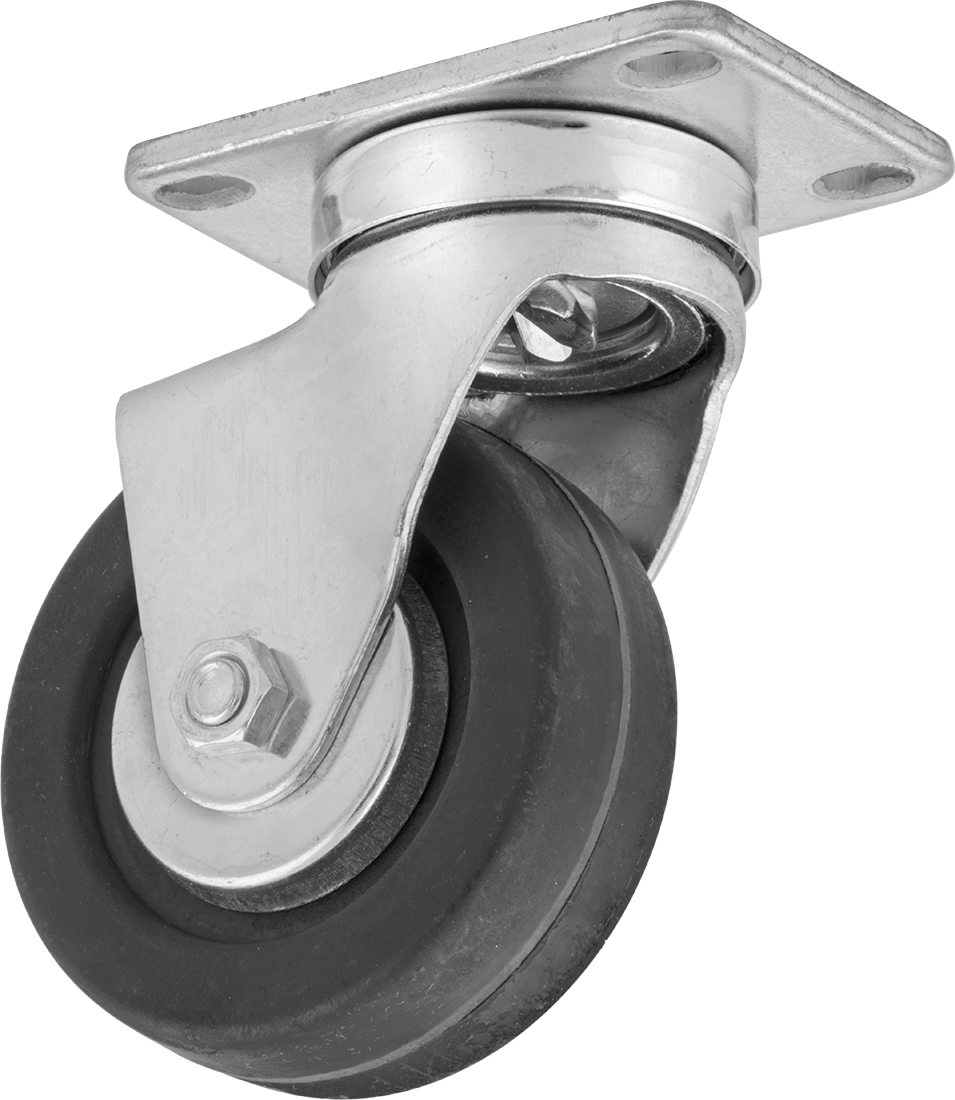 Creston Tekerlek, 3-1/2" Çapında 80D Durometre Kauçuk Tekerlekli Döner Tekerlek — 3 1⁄2", Levha, Döner
