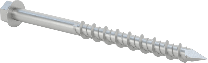 Duvar ve Beton için 410 Paslanmaz Çelik Kılavuzlu Vida, Altıköşe Başlık, 1/4" Vida Boyutu, 3-1/4" Uzunluk