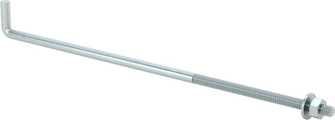 Somun ve Pullu Düşük Mukavemetli Çelik Sabitleme Cıvatası, 90 Derece Yuvarlak Kancalı, Çinko Kaplamalı, 1/4"-20 Diş Boyutu, 10" Uzunluk —…