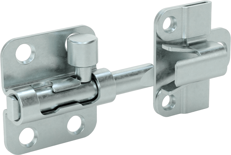 Kendinden Hizalamalı Kayar Cıvata Mandalı, Gümüş Çinko Kaplamalı Çelik, 1-1/2" Yükseklik x 1-5/16" Genişlik