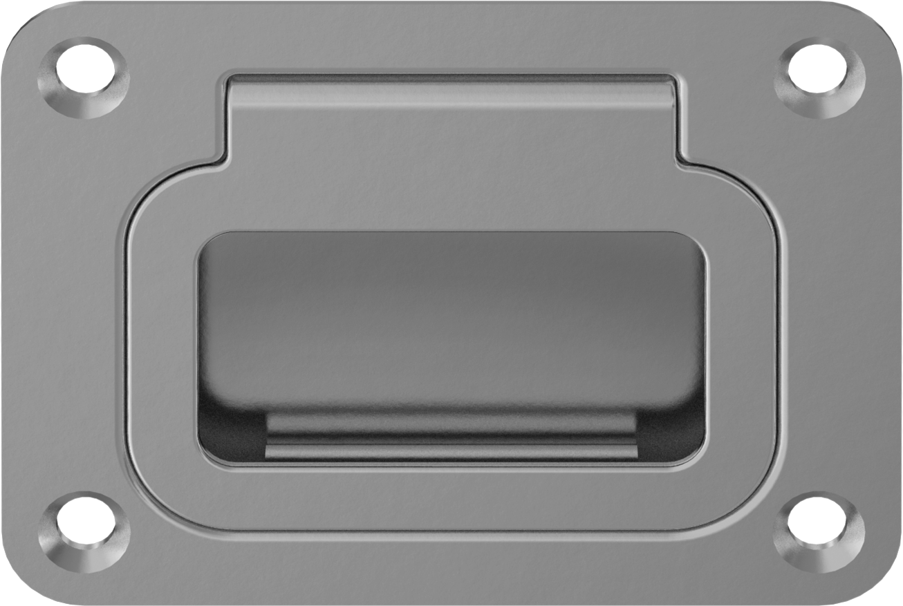Montaj Plakalı Gömme Katlanır Çekme Kolu, Dişsiz Delikli, Paslanmaz Çelik Dikdörtgen Tutamak, 1-5/16" Çıkıntı — 304 Stainless Steel, Stai…