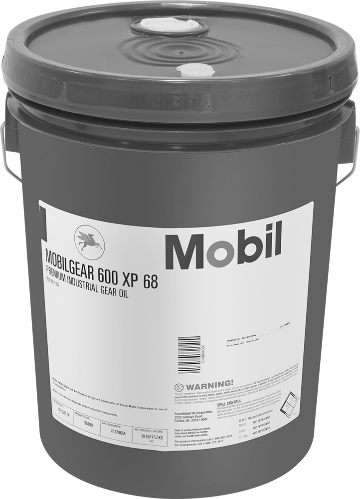 Mobil Mobilgear 600 XP 68 Dişli Yağı, 5 Galon Kova — Kova, Dişli Kutuları, Sonsuz Dişliler, Mineral Yağ