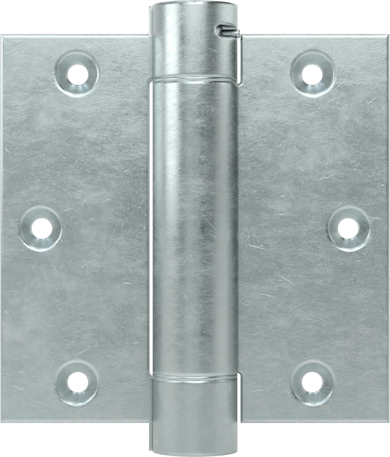 Gömme Montaj Şablonu Giriş Kapısı Yaylı Menteşe, Kare, Çinko Kaplı Çelik, 1-3/8" Kalınlığında Kapı, 3-1/2" x 1-3/4" Yaprak