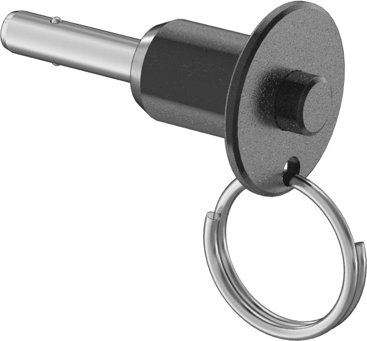 Topuzlu Tutamaklı Kilitleme Hızlı Açma Pimi, Halkalı, 17-4 PH Paslanmaz Çelik, 3/16" Çap, 1/2" Kullanılabilir Uzunluk