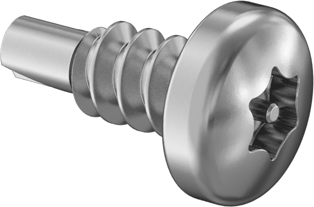Kurcalamaya Dayanıklı Yuvarlak Başlı Delme Vidaları, Metal için, 410 Paslanmaz Çelik, 10 Numaralı Boyut, 1/2" Uzunluk