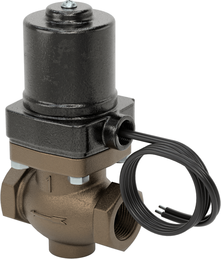 Buhar için Bronz Gövdeli Solenoid Açma/Kapama Vanası, Cam Dolgulu PTFE Conta, 1 NPT Dişi, 50 Maksimum PSI