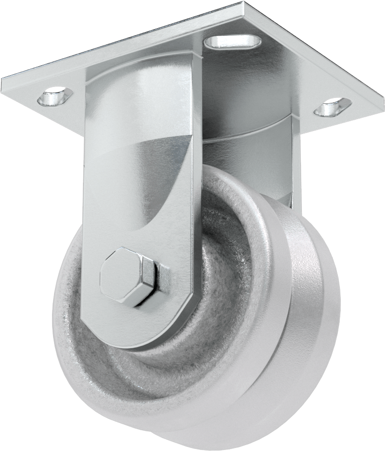 Metal Tekerlekli Yüksek Kapasiteli V-Yivli Raylı Tekerler, 4-1/2" x 4" Plaka, 4" Çapında Tekerlekli Sert