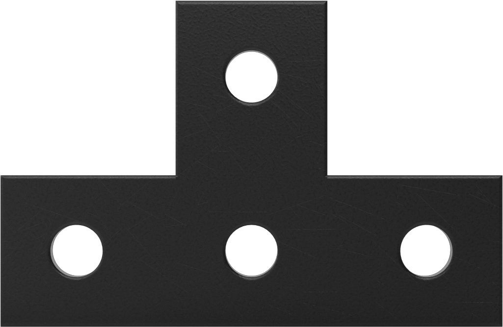 Strut Kanalı Braketi, T, Siyah Toz Boyalı Çelik, 5-3/8" x 3-1/2"