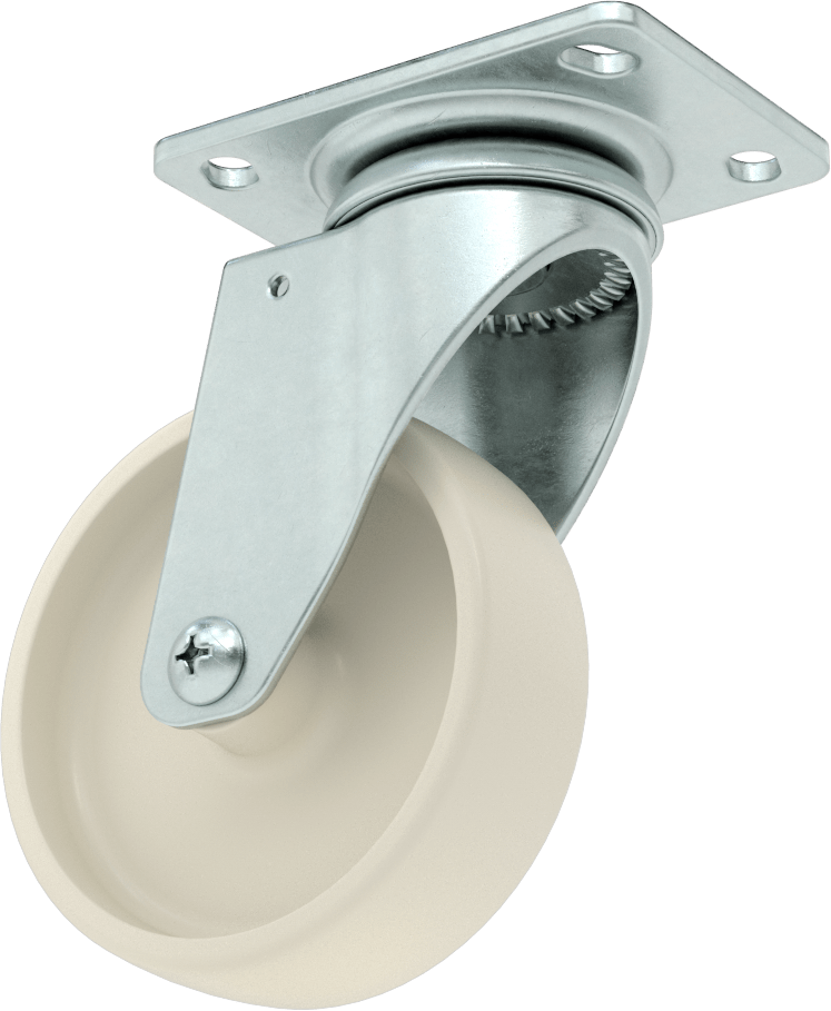 3-3/4" x 2-3/4" Plakalı Parlak Yüzeyli Tekerlek, 4 inç Çapında Naylon Tekerlekli Döner Ayak — 5 1⁄2", Levha, 4"