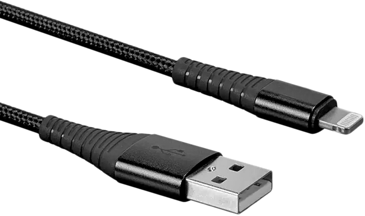Uzun Ömürlü USB Kablosu, Çift Kalkan, USB-A x Apple Lightning Fiş, 10', Siyah — 10 ft., Siyah, Çift Korumalı