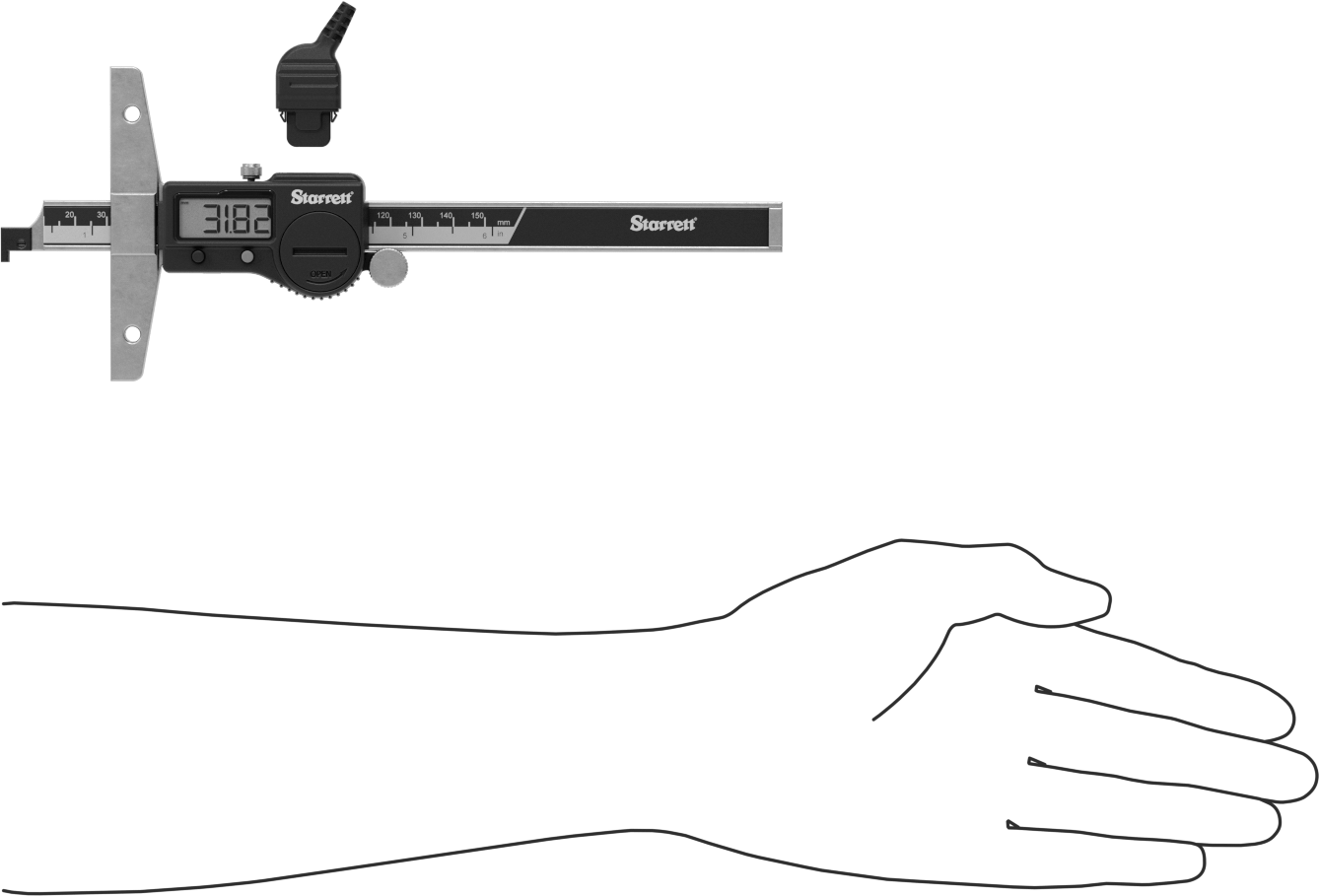 Starrett Elektronik Derinlik Ölçerler, 0" ila 6" Ölçüm Aralığı