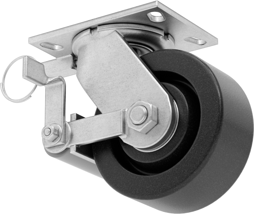 6-1/4" x 4-1/2" Plakalı Viking Tekerlek, Yüksek Kapasiteli, Kilitli Döner Ayak ve 6 inç Çapında Fenolik Tekerlek