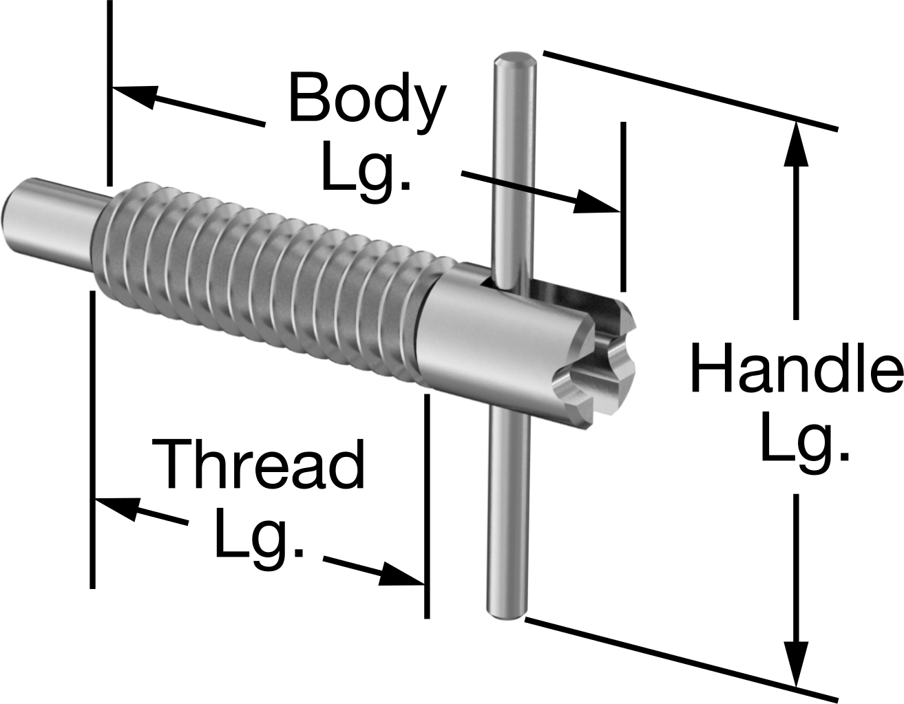T-Saplı Geri Çekilebilir Yaylı İtici, Çelik, Kilit Burunlu, 1/4"-20 Diş, 1-2.5 lb. Burun Kuvveti
