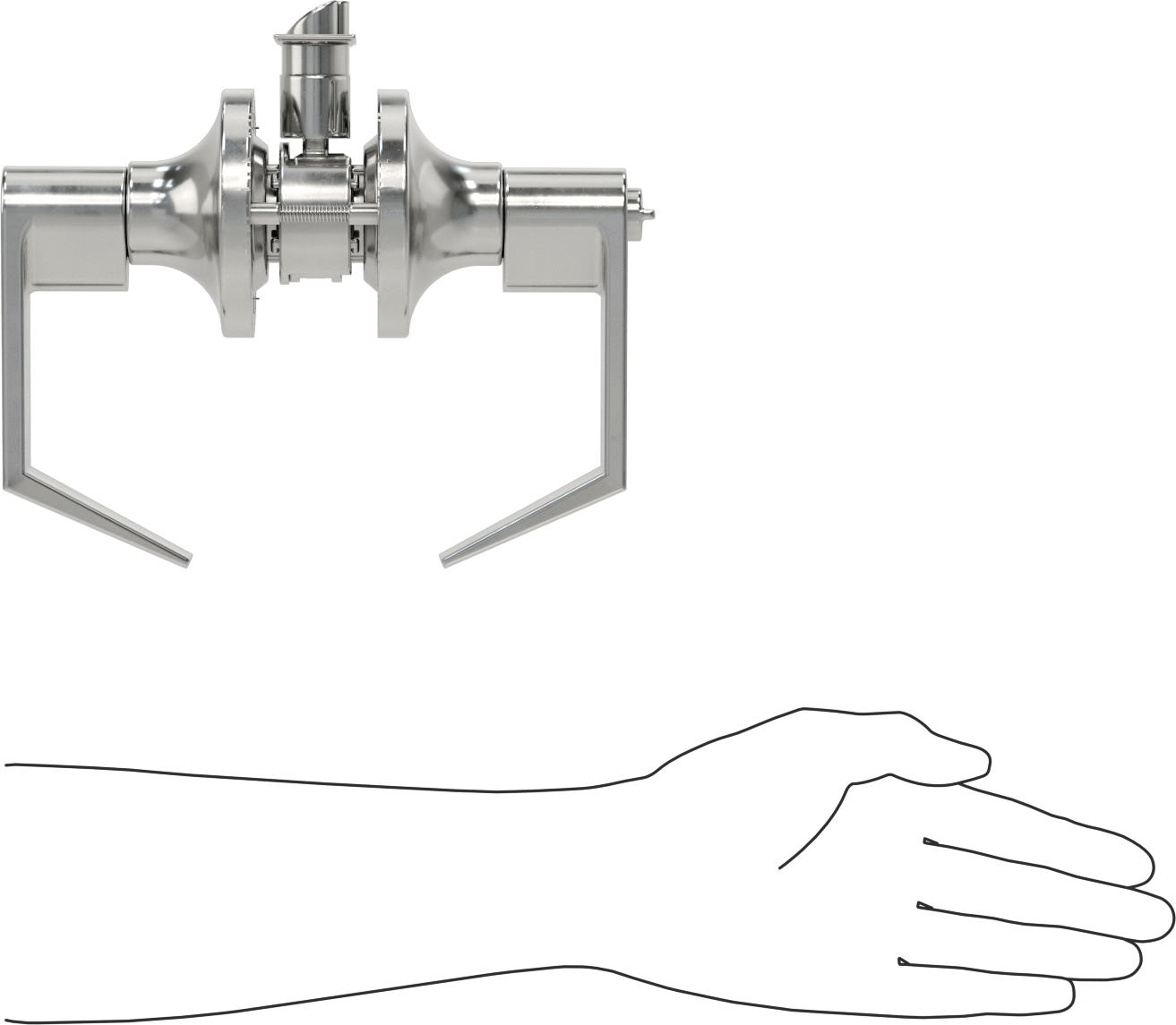 Assa Abloy Accentra (Yale) 5300Ln Kapı Kolu, 8 Para Yiv, Anahtar ve Düğme Kilitli, 2-3/8" Boğaz Mesafesi