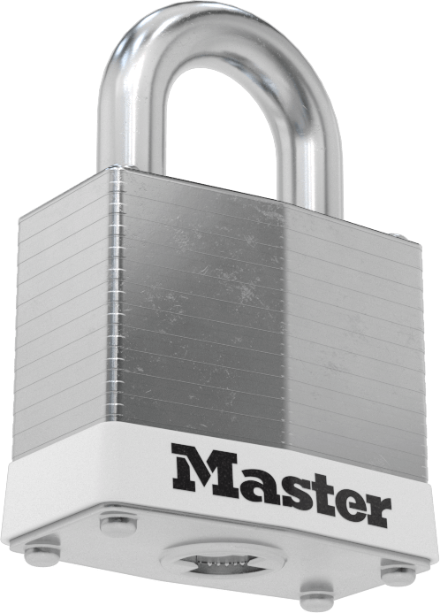 Lamine Çelik Gövdeli Kilitleme Asma Kilidi, Master Lock 3 Sb768 Anahtarı ile Anahtarlanmış, Beyaz Tamponlu