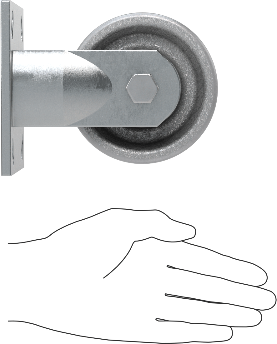 Metal Tekerlekli Yüksek Kapasiteli V-Yivli Raylı Tekerler, 4-1/2" x 4" Plaka, 4" Çapında Tekerlekli Sert