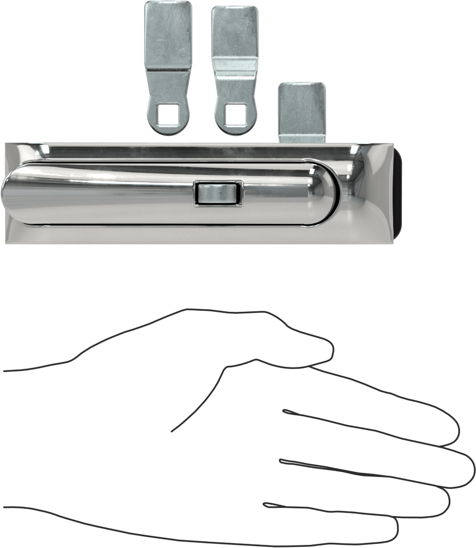 Yıkanabilir Salıncak Kollu Asma Kilitli Kam Mandalı, Krom Kaplı Çinko, 1/8" Maksimum Kalınlık için, 5-1/8" Uzunluğunda Sap