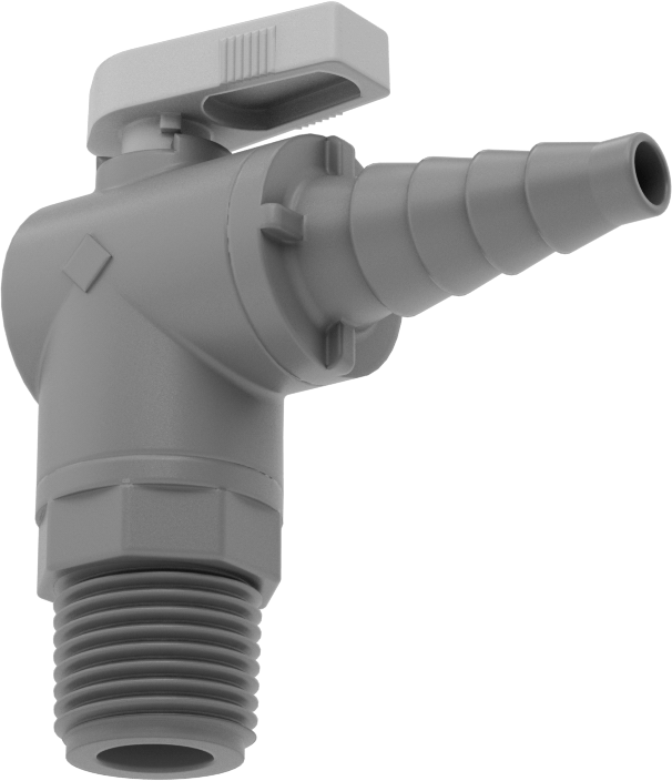 İçme Suyu için Plastik Açma/Kapama Vanası, Dirsek, 1/2 NPT Erkek x 3/8"- 5/8" Boru İç Çapı için Tırnaklı