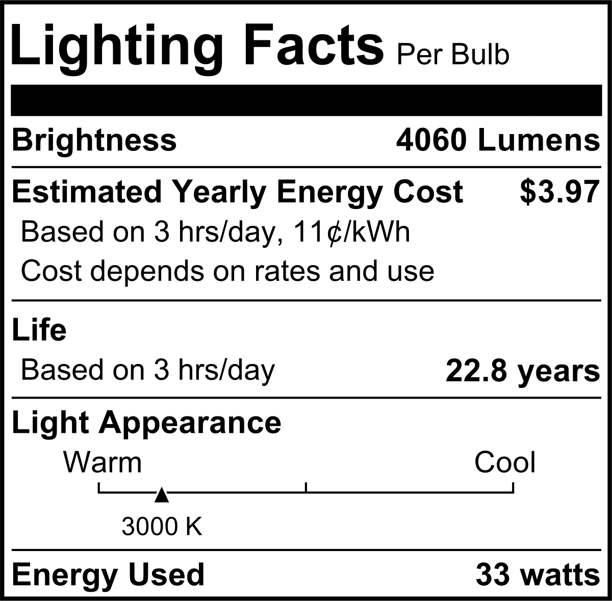 Vidalı Ampul, LED, A23, 4060 lümen, 33 Watts, 3000K