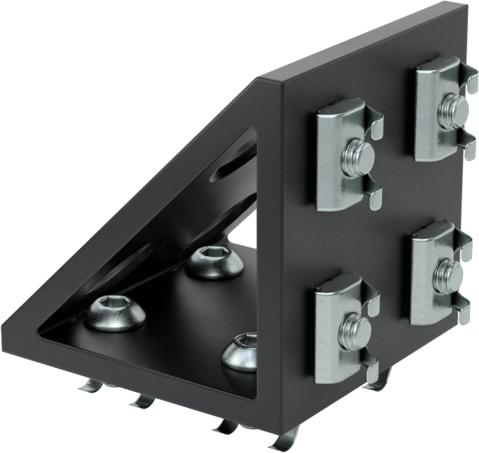 T-Yivli Çerçeve Yapısal Braket, 60 mm Çift/Dörtlü Ray için Siyah Köşebent Braket, 2-3/8" Uzunluk