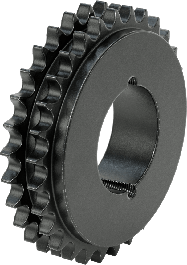 Taper-Lock Burç-Delik Çift Sıralı Dişli, ANSI 60-2 Makaralı Zincir için, Çelik, 30 Diş