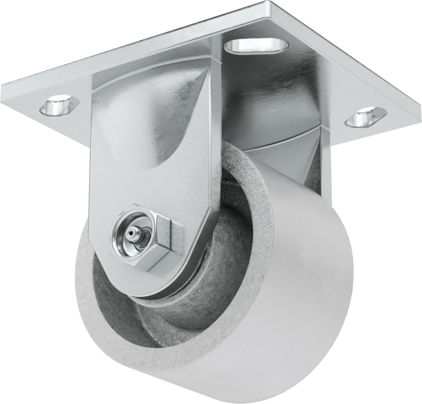 4-1/2" x 4" Plakalı Yüksek Kapasiteli Spartan Tekerlek, 3-1/4" Çapında Açık Rulmanlı Metal Tekerlekli Sert