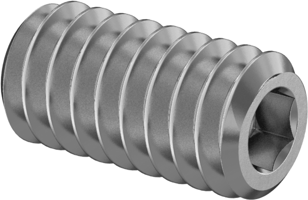 Dar Boşluklu 18-8 Paslanmaz Çelik Döner Uçlu Setskur, 1/4"-20 Diş, 1/2" Uzunluk