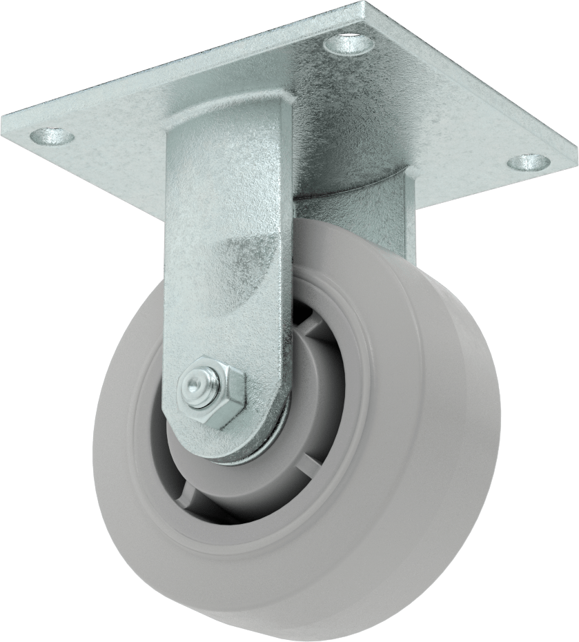 5-1/2" x 5" Montaj Plakalı Tekerlek, Samson, 5 inç Çapında Gri Kauçuk Tekerlekli Sert — 5", Levha, Sert