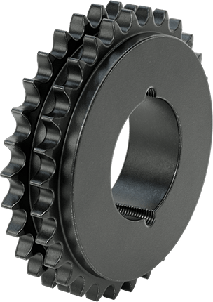 Taper-Lock Burç-Delik Çift Sıralı Dişli, ANSI 60-2 Makaralı Zincir için, Çelik