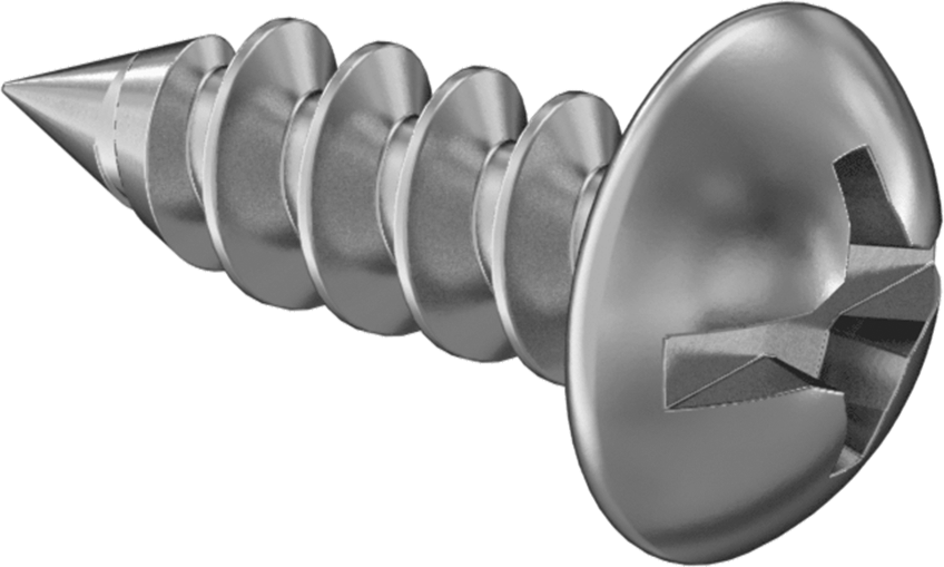 Kombine Yivli/Phillips Yuvarlak Başlı Vidalar, Sac Metal için, 18-8 Paslanmaz Çelik, 14 Numaralı Boyut, 3/4" Uzunluk