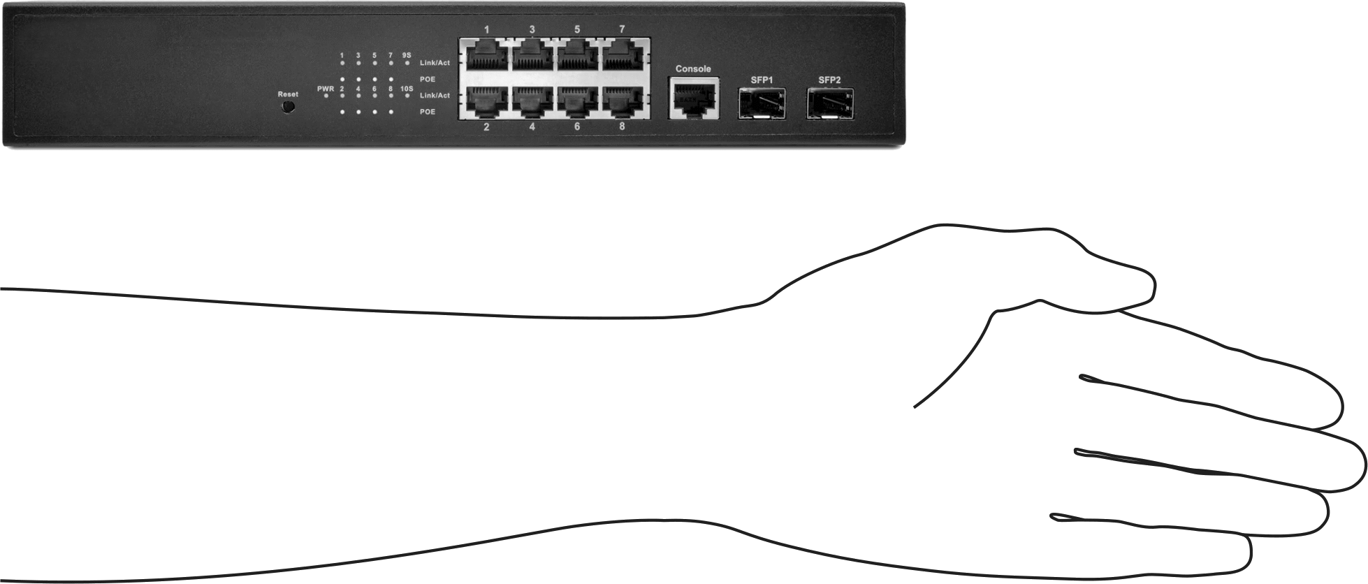 Cihaz Öncelikli Raf Montajlı Ethernet Anahtarı, Ethernet Üzerinden Güçlü, 8 Soket