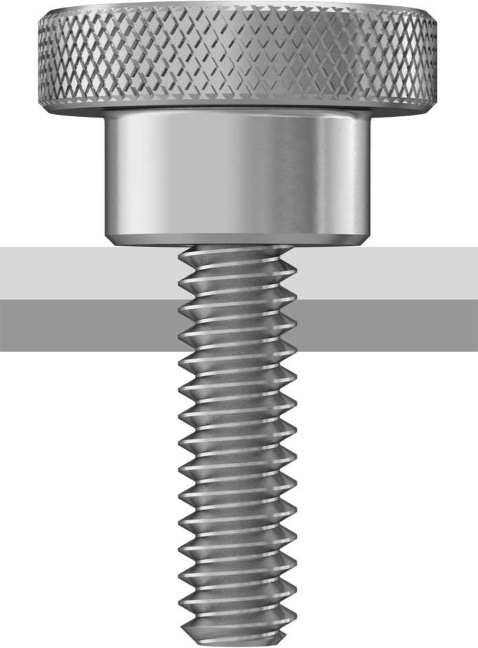 Paslanmaz Çelik Yükseltilmiş Tırtıllı Başlı El Vidası, 4-40 Diş Boyutu, 1/4" Uzunluk, 3/8" Çaplı Başlık