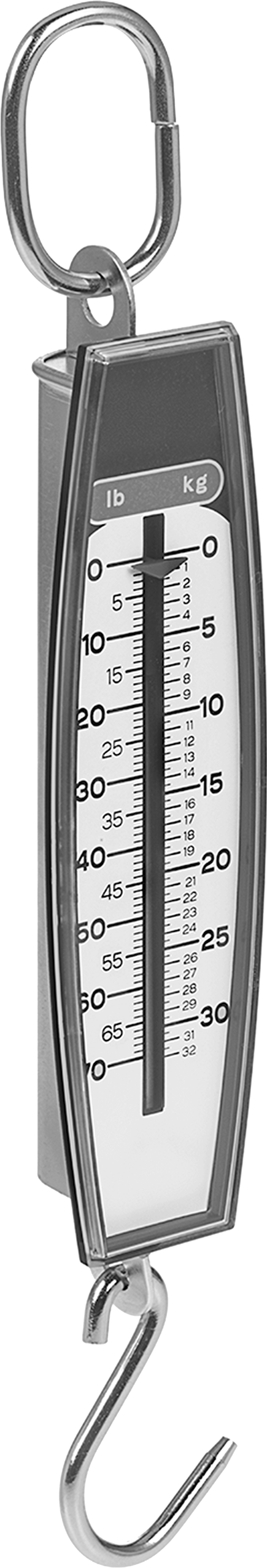 Kadranlı Ekranlı Asma Terazi, Çelik Muhafaza, 70 lb./32 Kilogram Kapasite — Kilograms, Pounds, Ölçek, Asma