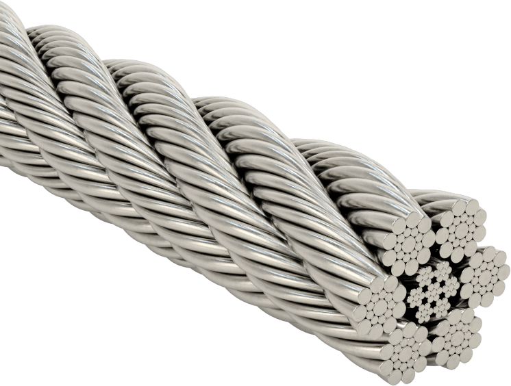 Yüksek Korozyon Dirençli 316 Paslanmaz Çelik Tel Halat, Kaldırma için, Ekstra Esnek, 6 x 19, 1/2" Çap — 1⁄2", Kaldırma için, 316 Stainles…