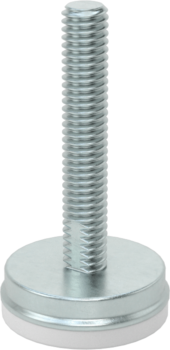 Dişli Saplama ve Yastıklı Sert Seviyelendirme Montajı, Çinko Kaplı Çelik ve Naylon, 5/16"-18 x 1.5" Diş, 1-3/16" Taban