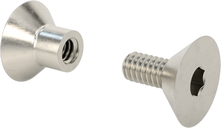 Havşa Başlı Bağlama Silindiri ve Vida, 1/4"-20 Diş Boyutu, 1"-1-1/8" Malzeme Kalınlığı için