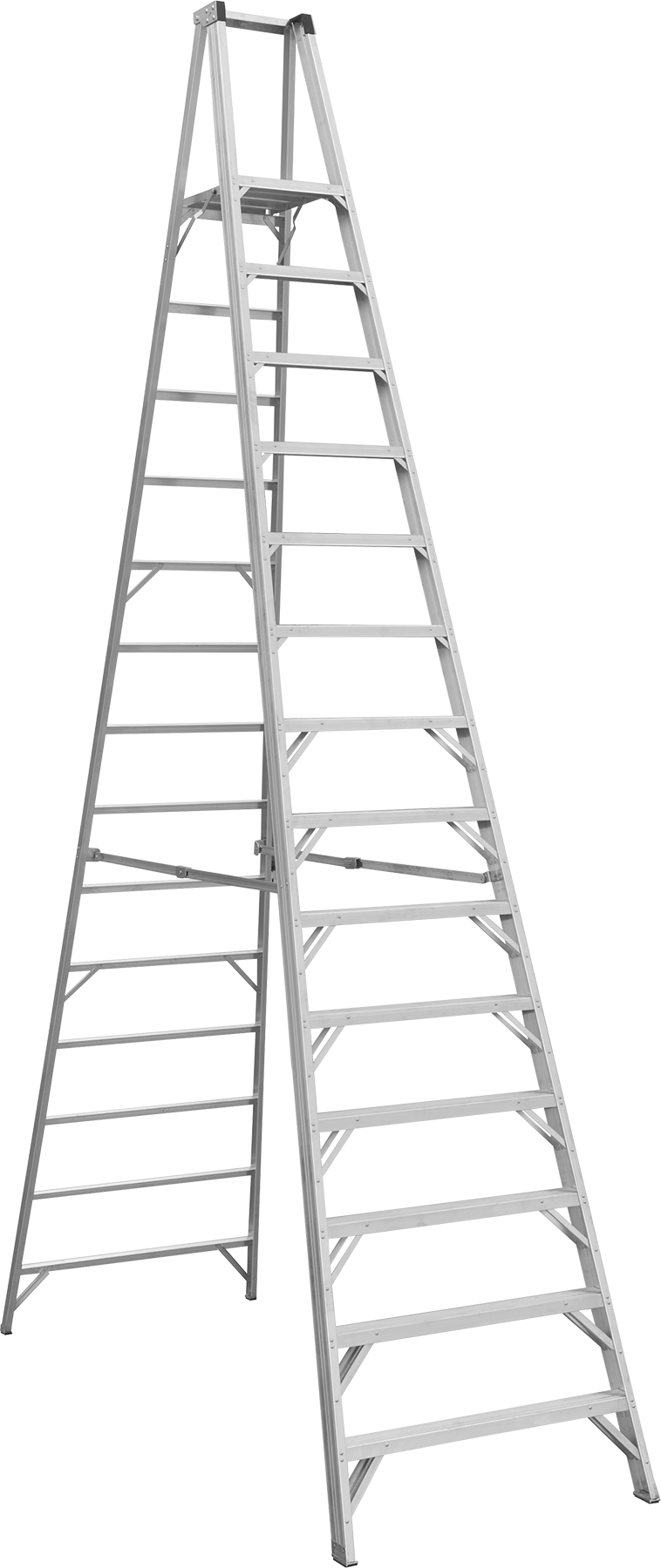 Alüminyum Platformlu Basamaklı Merdiven, Tip 1A, 16 Fit Yükseklik x 42 inç Genişlik x 104 inç Derinlik Toplam — 14 ft., Alüminyum, 16 ft.