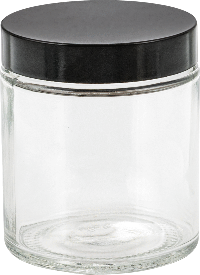PTFE Plastik Contalı Şeffaf Cam Kavanoz, 4 FL oz/120 ml Kapasite — Glass, Phenolic, Plastic, PTFE, Soda-Lime Glass, 4 fl. oz., 120 ml, Si…