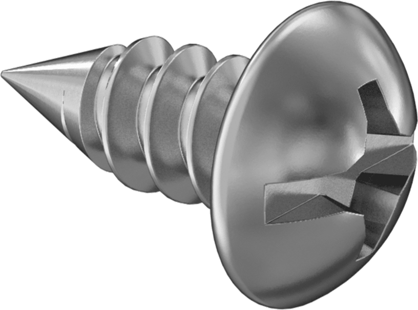 Kombine Yivli/Phillips Yuvarlak Başlı Vidalar, Sac Metal için, 18-8 Paslanmaz Çelik, 12 Numaralı Boyut, 1/2" Uzunluk