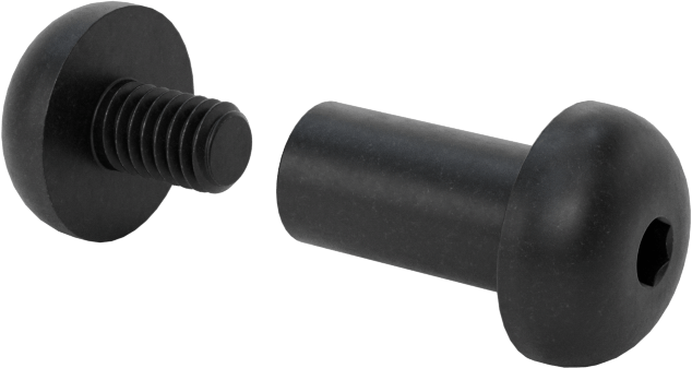 18-8 Paslanmaz Çelik Altıgen Tahrikli Bağlama Silindiri ve Vida, Siyah Oksit, M4 x 0.7 mm Diş, 12 mm ila 14 mm Kalınlık için