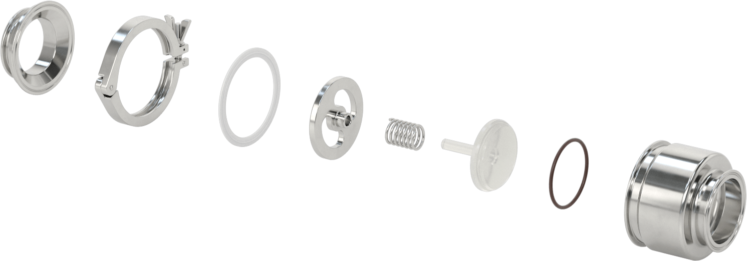Hızlı Kelepçeli Bağlantı Parçalı Çekvalf, PTFE Conta, 3" Dış Çaplı Boru