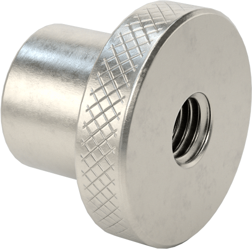 303 Paslanmaz Çelik Tırtıllı Düğme, M8 x 1.25 mm Dişli Delikli, 25 mm Baş Çapı