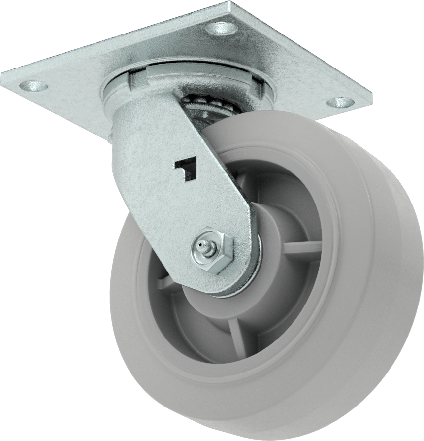 5-1/2" x 5" Montaj Plakalı Tekerlek, Samson, 6 inç Çapında Gri Kauçuk Tekerlekli Döner Tekerlek