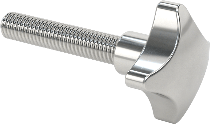 Paslanmaz Çelik Dört Kollu Topuz, 3/8"-16 Dişli 1-15/16" Uzunluğunda Saplamalı — 3⁄8"-16, 1 15⁄16", 303 Paslanmaz Çelik